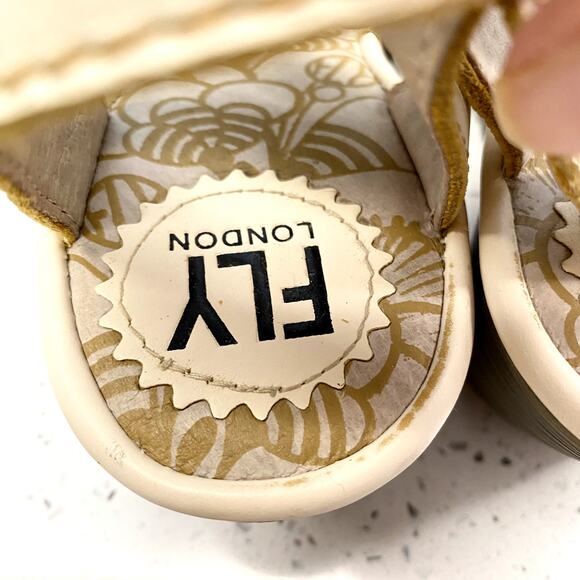 fly london yesk leather wedge heel ankle wrap strap sandals 37 neutral‎ boho - Picture 9 of 15